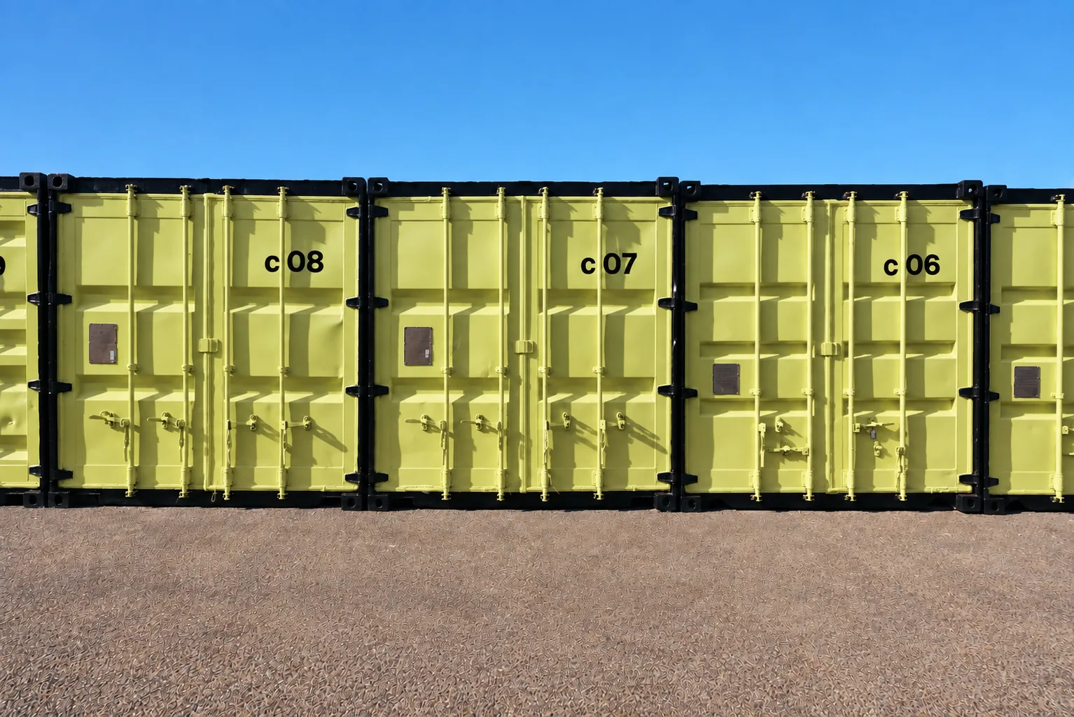Individually numbered yellow storage containers at Cape Storit Woodstock