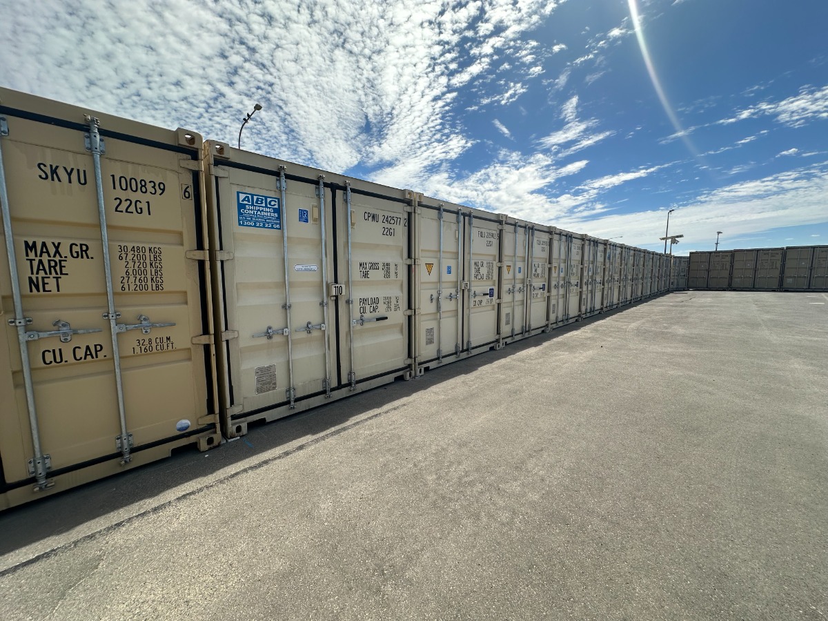Storage Land 20ft container storage row in Brisbane