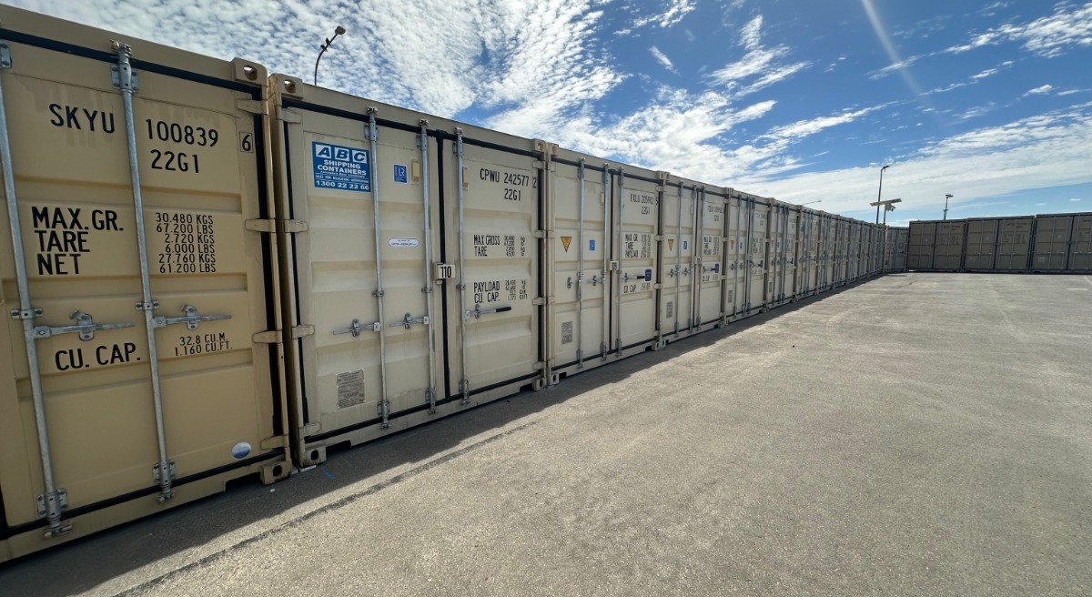 Long row of storage containers at Storage Land Archerfield