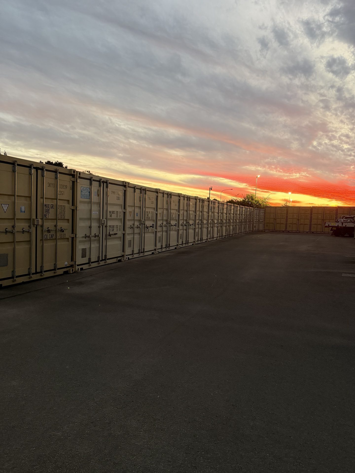 Container storage vs self storage Brisbane - sunset view of Storage Land facility Archerfield