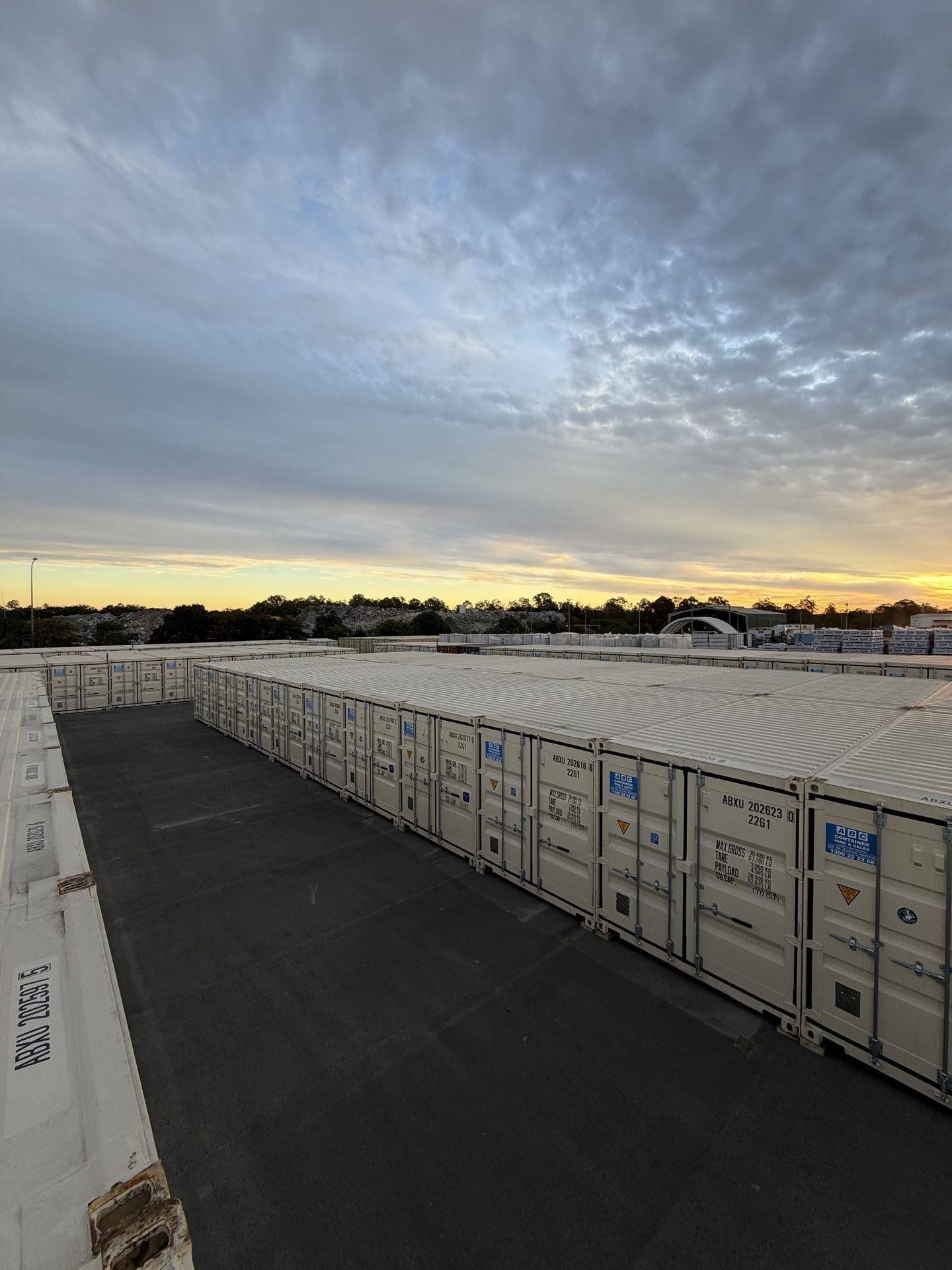 Motorhome RV storage Brisbane - golden hour view of Storage Land facility Archerfield