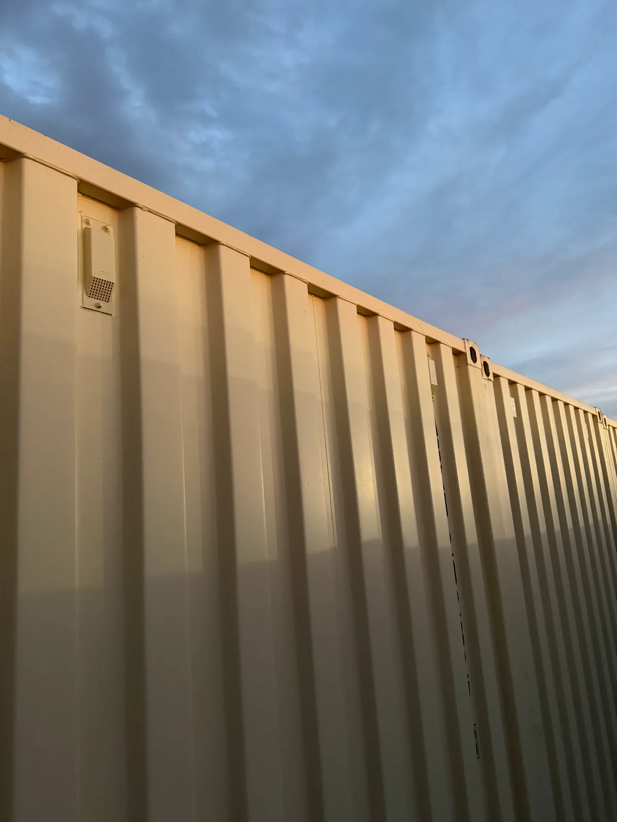 Close-up of waterproof louvred vents on storage container at Storage Land Brisbane