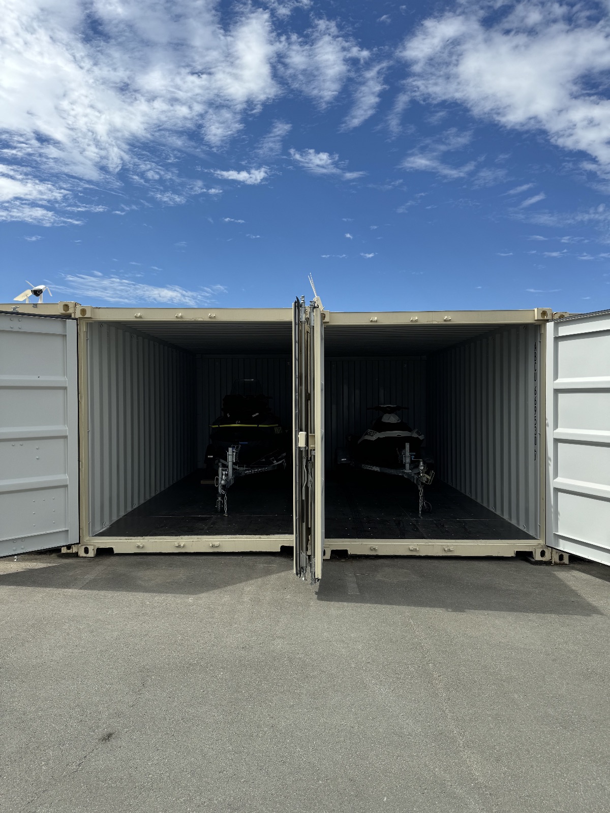 Jet ski and trailer stored at open-air storage yard in Archerfield Brisbane South