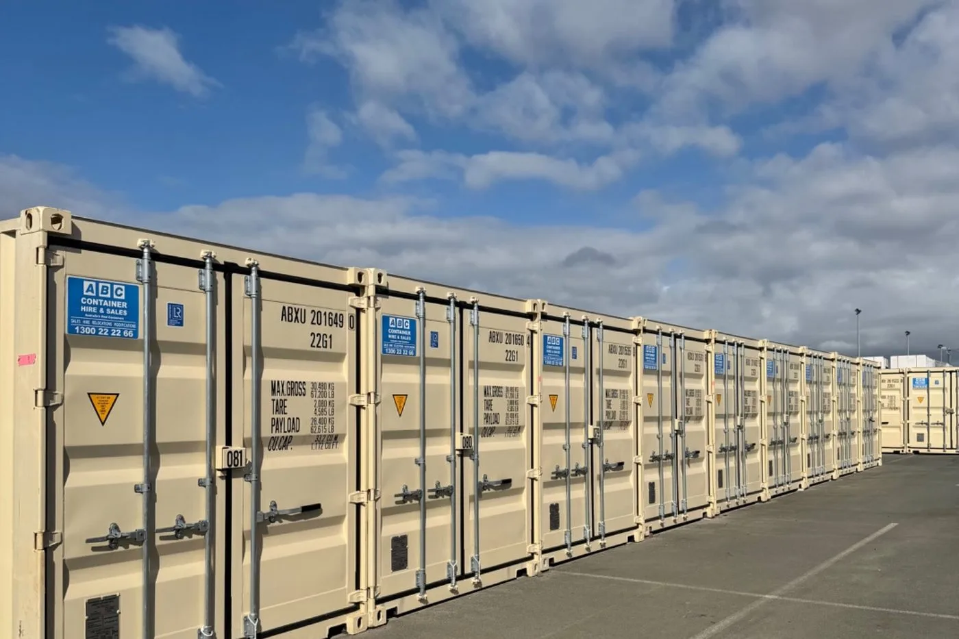 Drive-up access to 20ft container storage units for Brisbane businesses at Storage Land, Archerfield