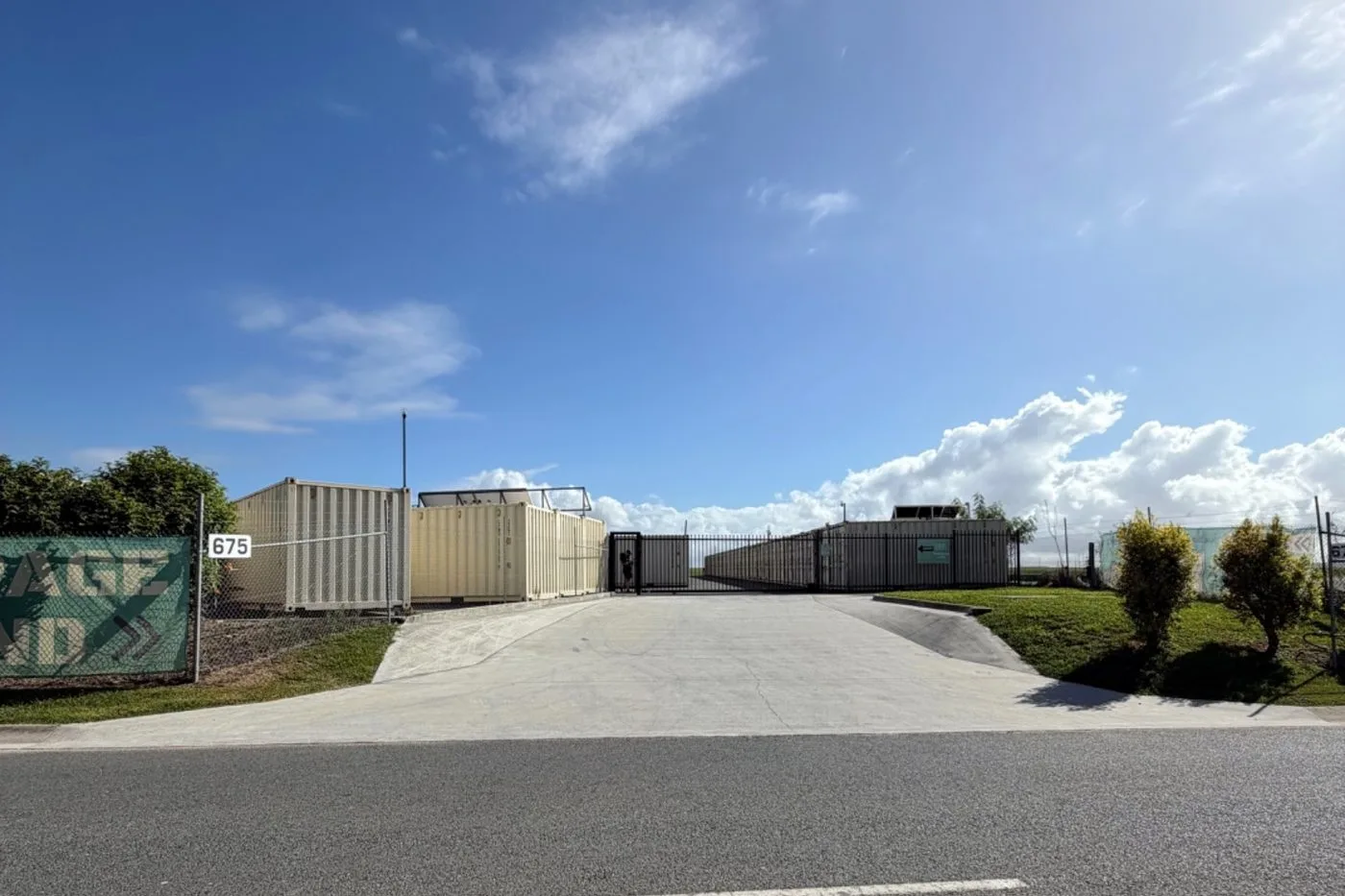 Drive-up container units at Archerfield used for machinery and equipment storage