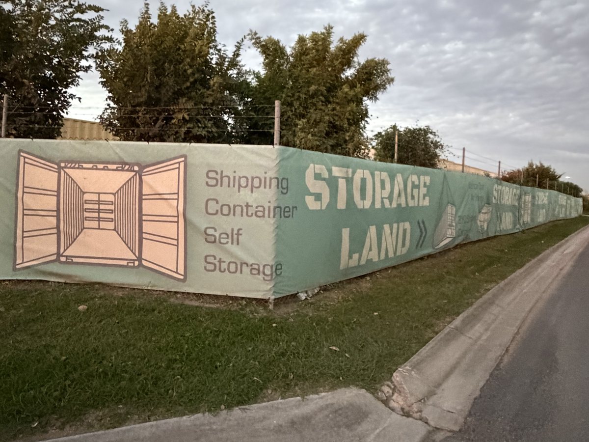Storage Land sign on Beaufighter Avenue, Archerfield - storage for people moving to Brisbane