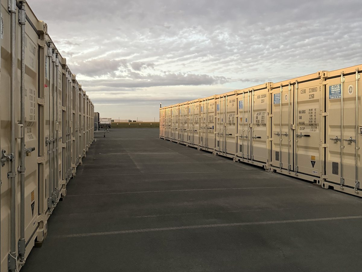Container aisle at Storage Land Archerfield - storage unit auctions in Brisbane explained