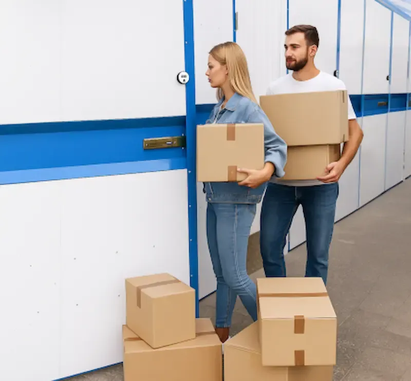 Interno corridoio moderno di un self storage a Seregno con box sicuri e puliti di diverse metrature.