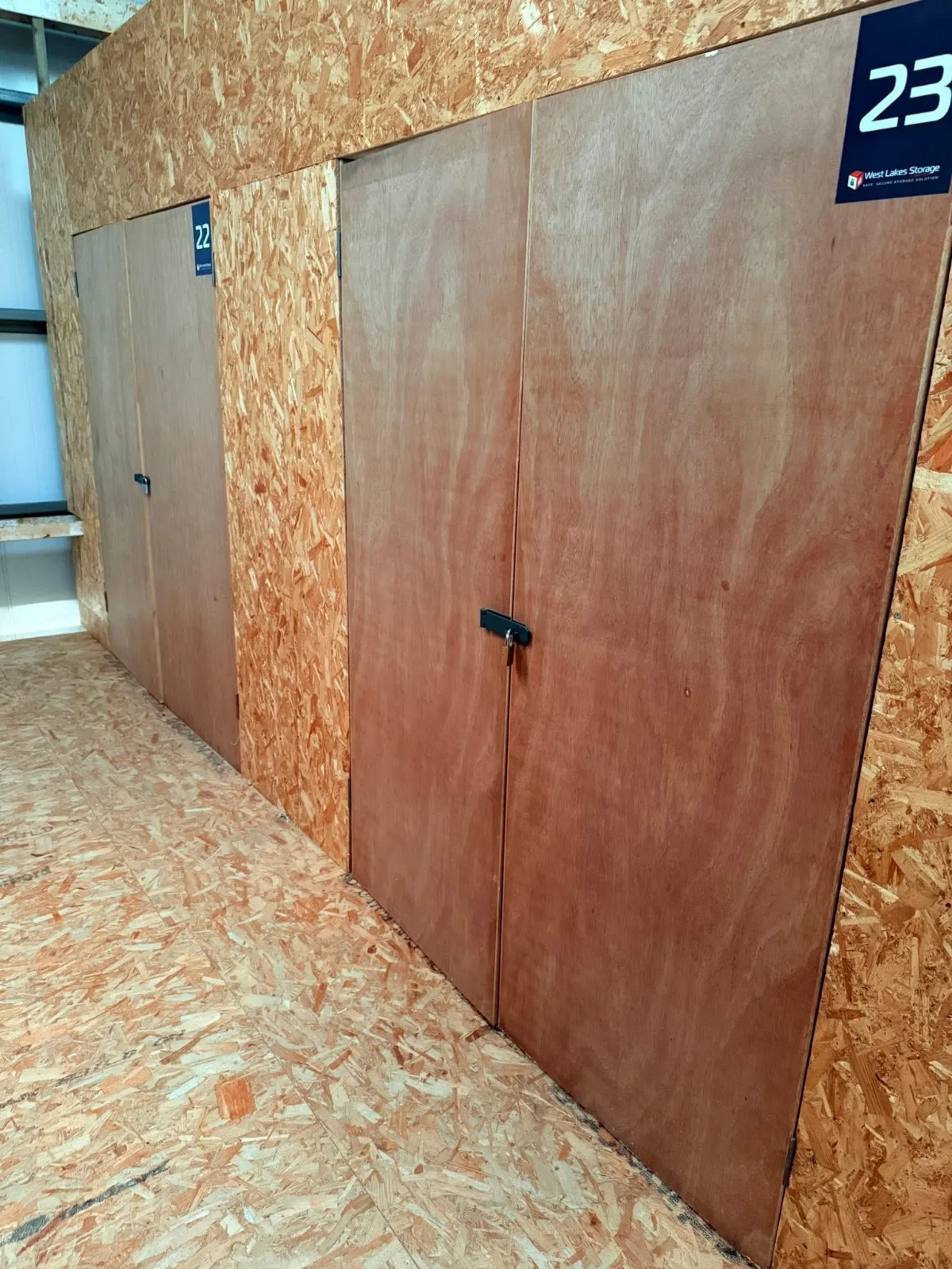 Secure lockable storage unit doors