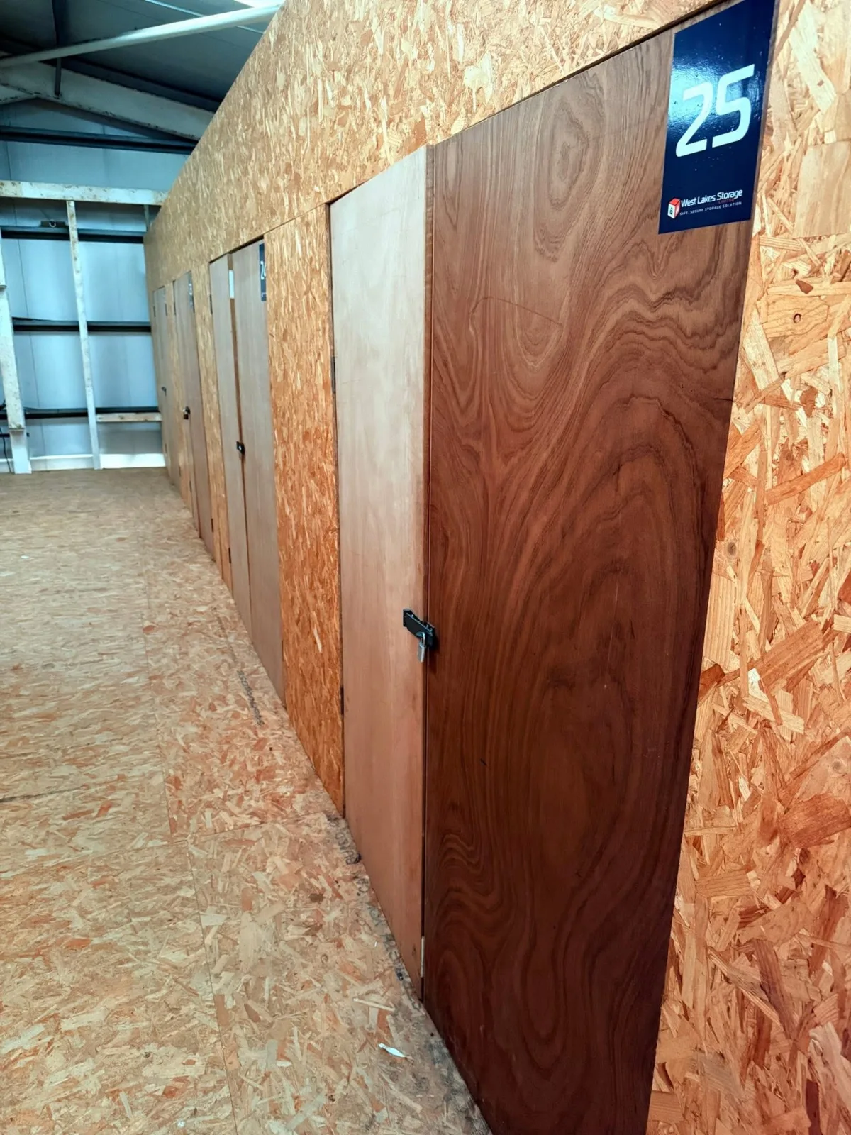 Row of indoor storage units